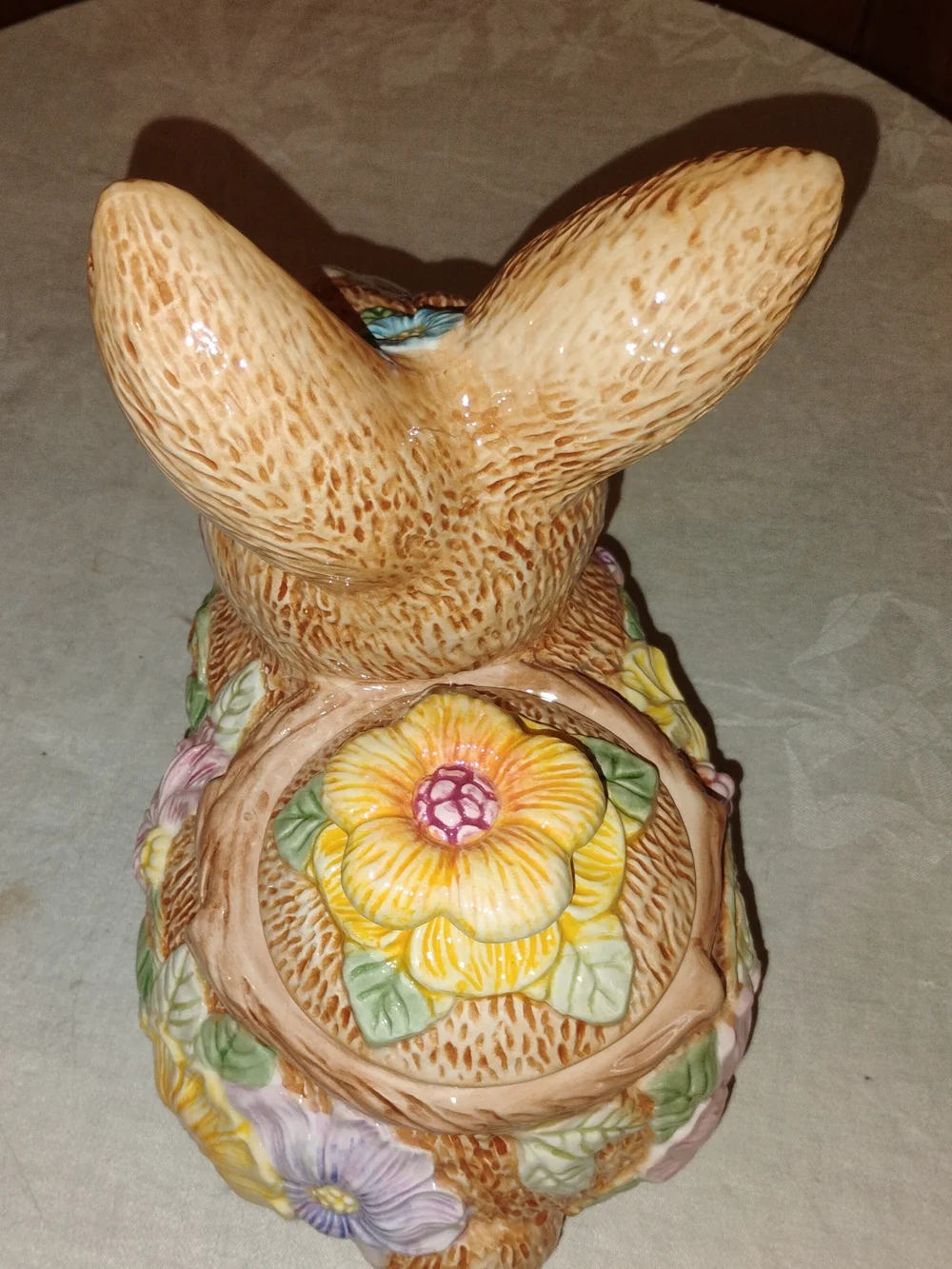 Pretty Easter Style Bunny Rabbit Cookie Jar Ceramic
